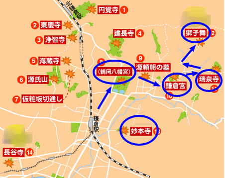 鎌倉散策ルートmap