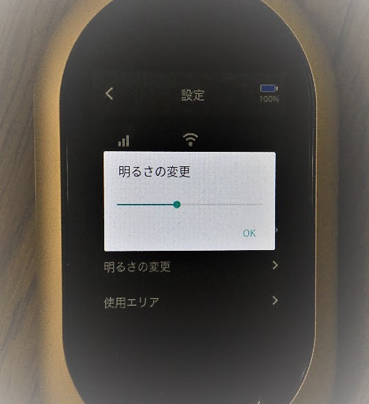 ポケトークW設定　明るさ